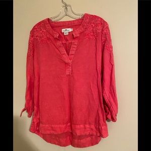 Vineyard Vines faded magenta pink linen blend size M Top